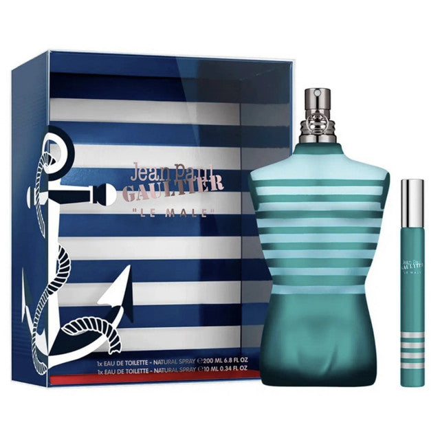 JEAN PAUL GAULTIER LE MALE 2 PCS SET FOR MEN: 6.7 EAU DE TOILETTE SPRAY + 0.33 OZ EAU DE TOILETTE SPRAY