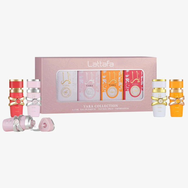 LATTAFA 4 YARA 4 * 5 ML EAU DE PARFUM MINI SET FOR WOMEN: YARA + YARA MOI + YARA TOUS + YARA CANDY