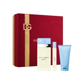 DOLCE & GABBANA LIGHT BLUE 3 PCS SET FOR WOMEN: 3.3 EAU DE TOILETTE SPRAY + 1.7 BODY CREAM + .33 EAU DE TOILETTE