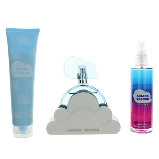 ARIANA GRANDE CLOUD 3 PCS SET FOR WOMEN: 3.4 EAU DE PARFUM SPRAY + 4 OZ BODY MIST + 3.4 BODY SOUFFLE