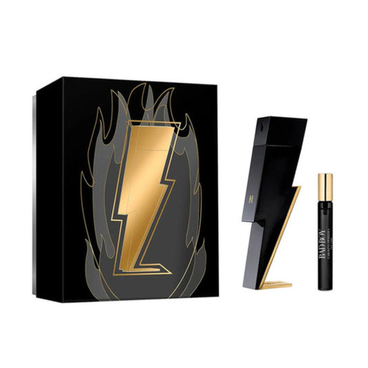 CAROLINA HERRERA BAD BOY 2 PCS SET: 3.4 EAU DE TOILETTE SPRAY + 0.34 EAU DE TOILETTE SPRAY.