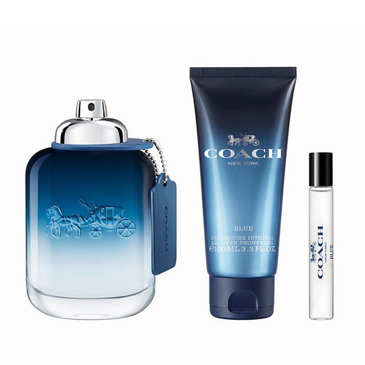 COACH BLUE 3 PCS SET FOR MEN: 3.3 EAU DE TOILETTE SPRAY + 0.5 EAU DE TOILETTE SPRAY + 3.3 SHOWER GEL