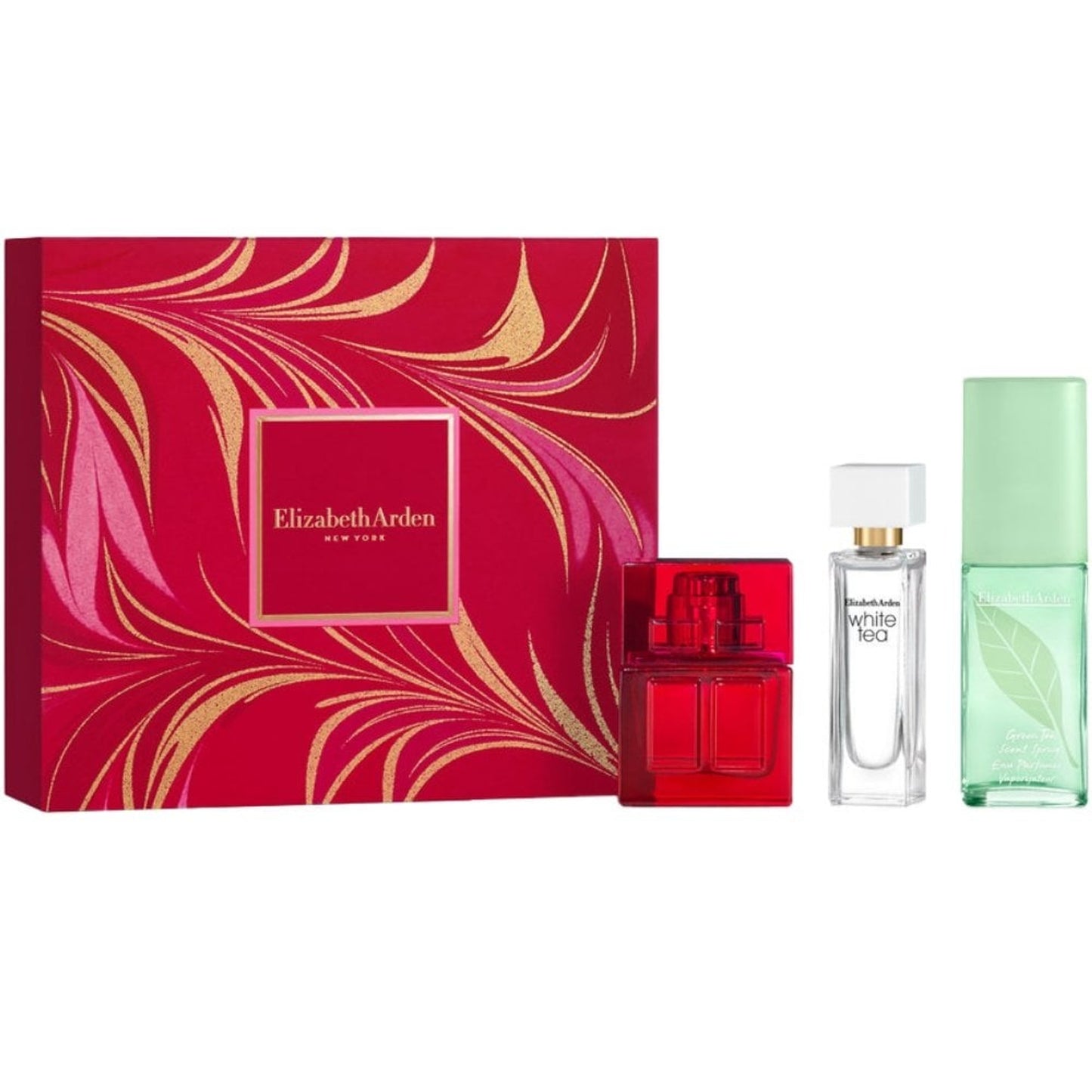 ELIZABETH ARDEN 3 PCS MINI SET FOR WOMEN: GREEN TEA 0.5 EAU DE TOILETTE SPRAY + RED DOOR 0.33 EAU DE TOILETTE SPRAY + WHITE TEA 0.33 EAU DE TOILETTE SPRAY