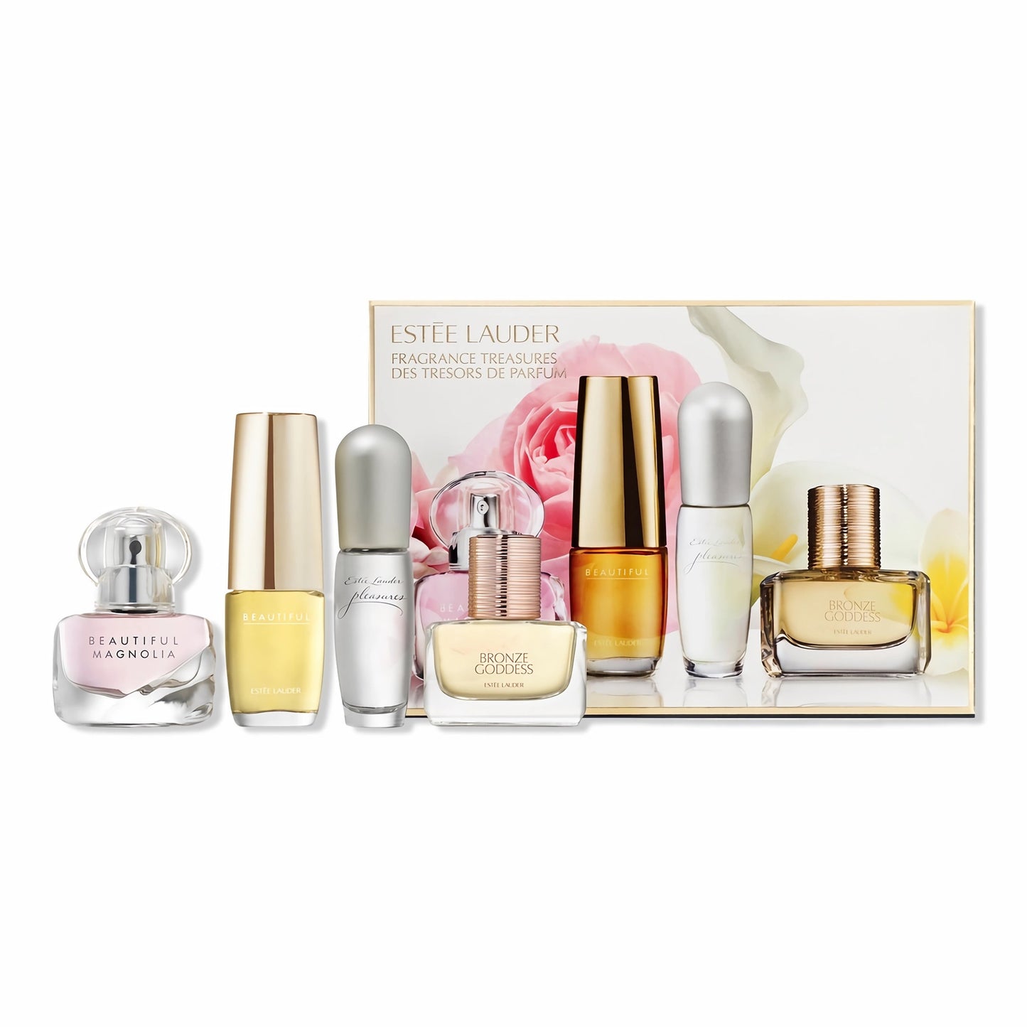 ESTEE LAUDER 4 PCS SET FOR WOMEN: BEAUTIFUL 0.16 EAU DE PARFUM SPRAY + BEAUTIFUL MAGNOLIA 0.14 EAU DE PARFUM SPRAY + PLEASURES 0.14 EAU DE PARFUM SPRAY + BRONZE GODDESS EAU FRAICHE 0.14 EAU DE TOILETTE SPRAY