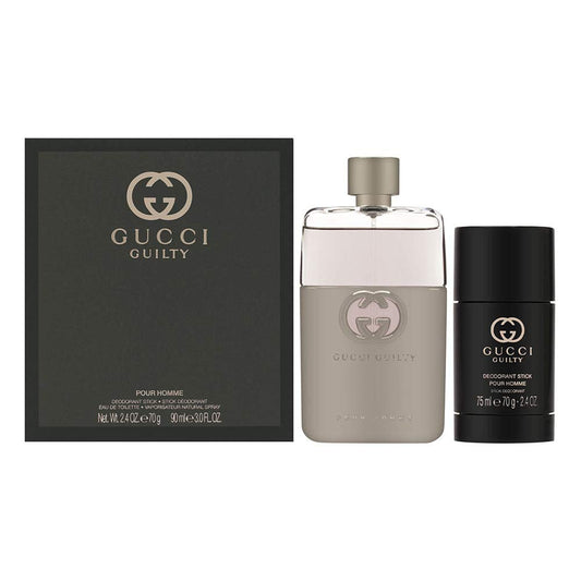 GUCCI GUILTY POUR HOMME 2 PCS SET: 3 OZ EAU DE TOILETTE SPRAY + 2.5 DEODORANT STICK