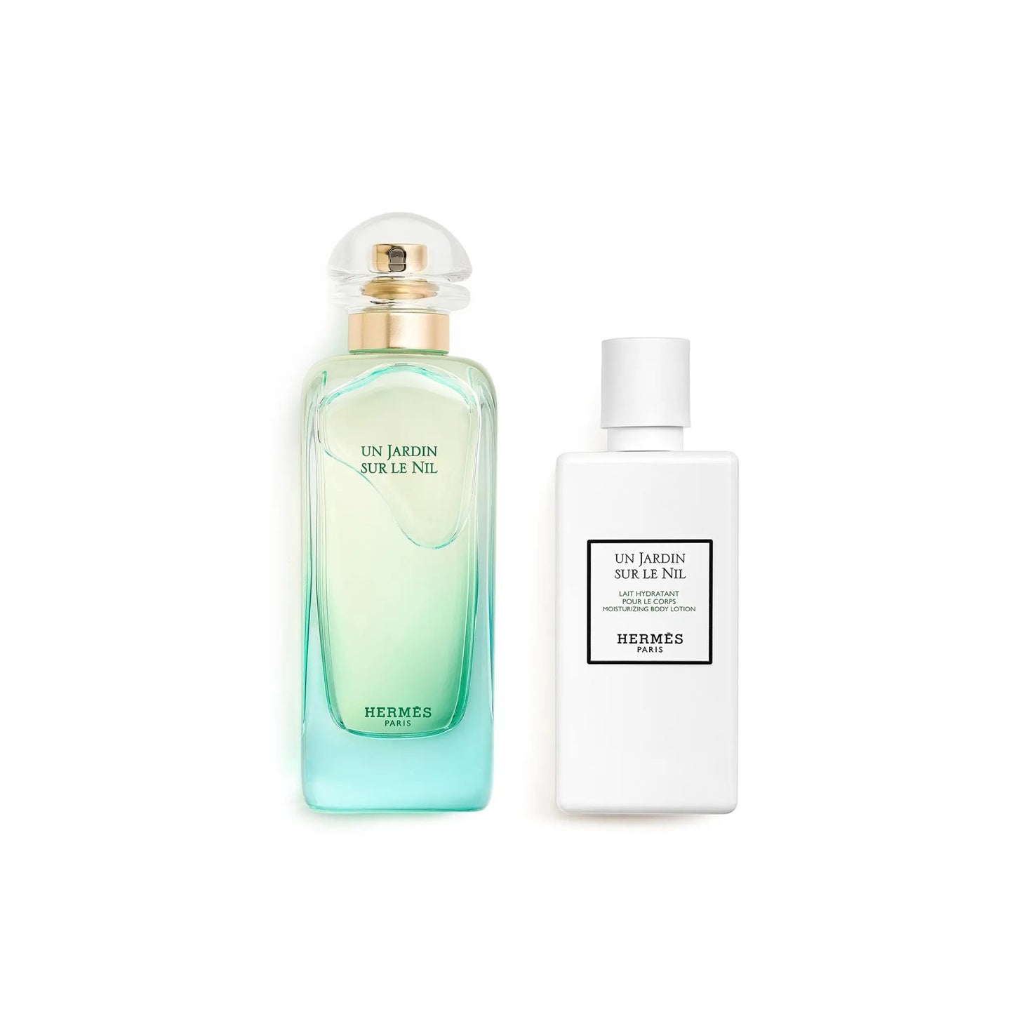 HERMES UN JARDIN SUR LE NIL 2 PCS SET: 3.3 EAU DE TOILETTE SPRAY + 2.7 BODY LOTION.