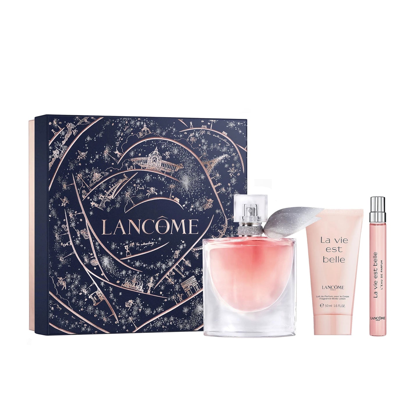 LANCOME LA VIE EST BELLE 3 PCS SET FOR WOMEN: 1.7 EAU DE PARFUM SPRAY + 0.33 EAU DE PARFUM SPRAY + 1.6 BODY LOTION