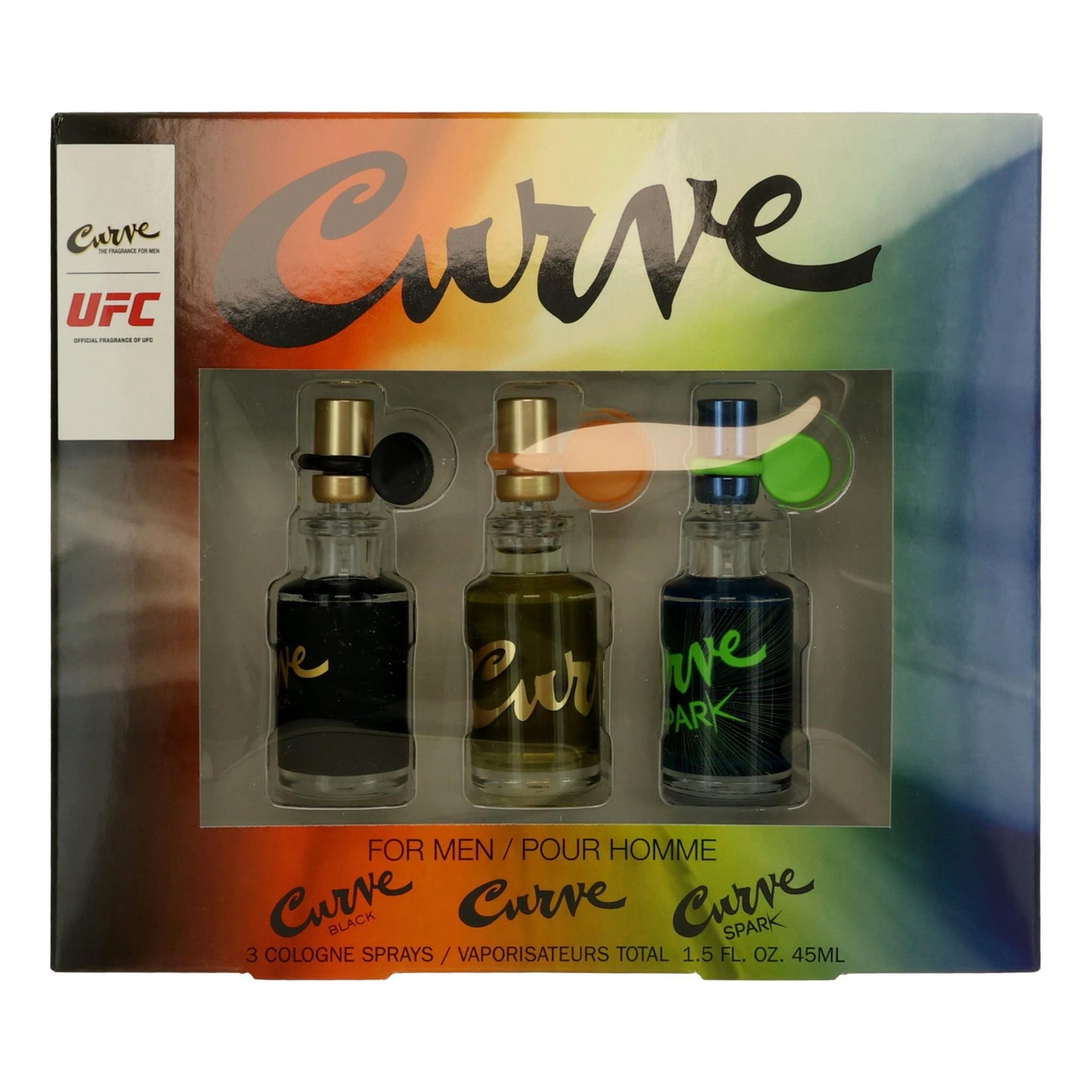 CURVE 3 PCS SET FOR MEN: 0.5 COLOGNE SPRAY + CURVE BLACK 0.5 COLOGNE SPRAY + CURVE SPARK 0.5 COLOGNE SPRAY