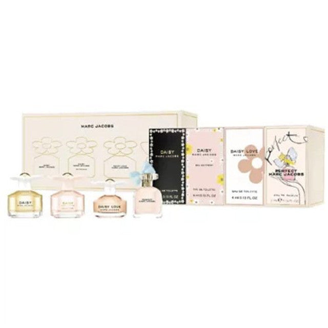 MARC JACOBS 4 PCS SET FOR WOMEN: PERFECT 0.16 EAU DE PARFUM + DAISY LOVE 0.13 EAU DE TOILETTE + DAISY EAU SO FRESH 0.13 EAU DE TOILETTE + DAISY 0.13 EAU DE TOILETTE (INDIVIDUALLY BOXED)..