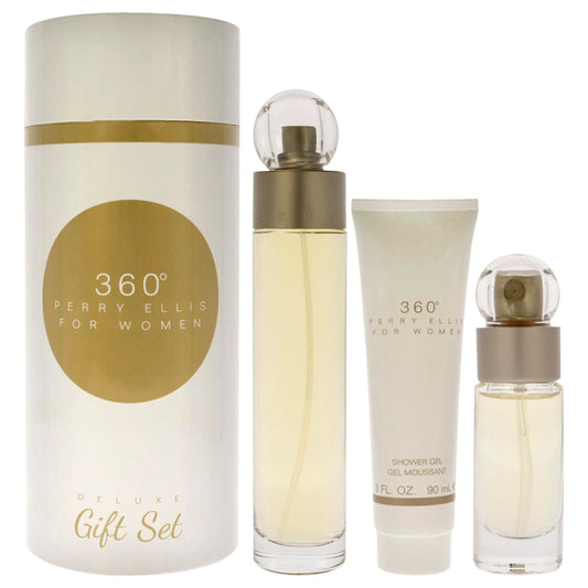 360 3 PCS SET FOR WOMEN: 3.4 EAU DE TOILETTE SPRAY + 0.25 EAU DE TOILETTE SPRAY + 3 OZ SHOWER GEL