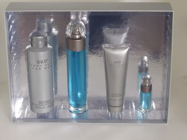 360 4 PCS SET FOR MEN: 3.4 EAU DE TOILETTE SPRAY + 6 OZ BODY SPRAY + 3 OZ SHOWER GEL + 0.25 EAU DE TOILETTE SPRAY