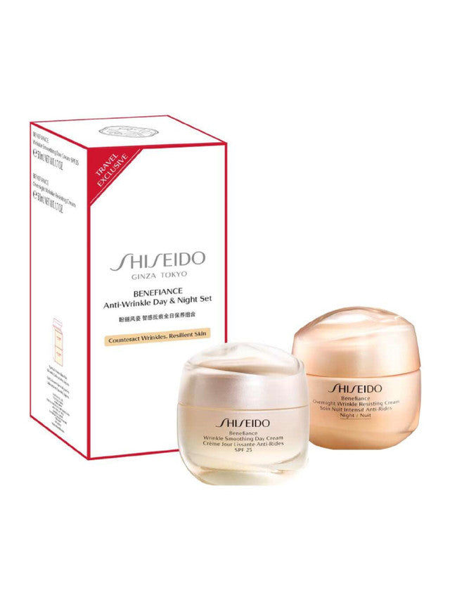 SHISEIDO BENEFIANCE 2 PCS SET: 1.8 WRINKLE SMOOTHING DAY CREAM SPF23 + 1.7 OVERNIGHT WRINKLE RESISTING CREAM