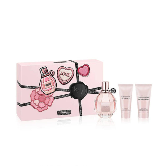 FLOWERBOMB V&R 3 PCS SET FOR WOMEN: 3.4 EAU DE PARFUM SPRAY + 1.7 BODY LOTION + 1.36 BODY CREAM